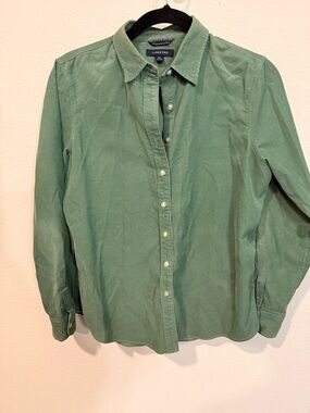 Lands' End Green Corduroy Button-Down Shirt Size Small